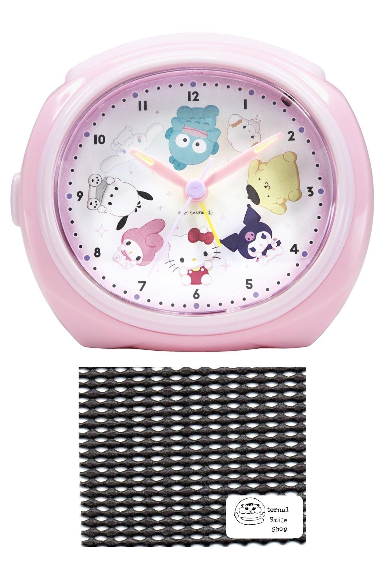 

Sanrio Alarm Table Continuous Second Bell Cheeky Characters Set Clock, Analog, Clock, Hand, Alarm, (Clock, Non-Slip Sheet)
