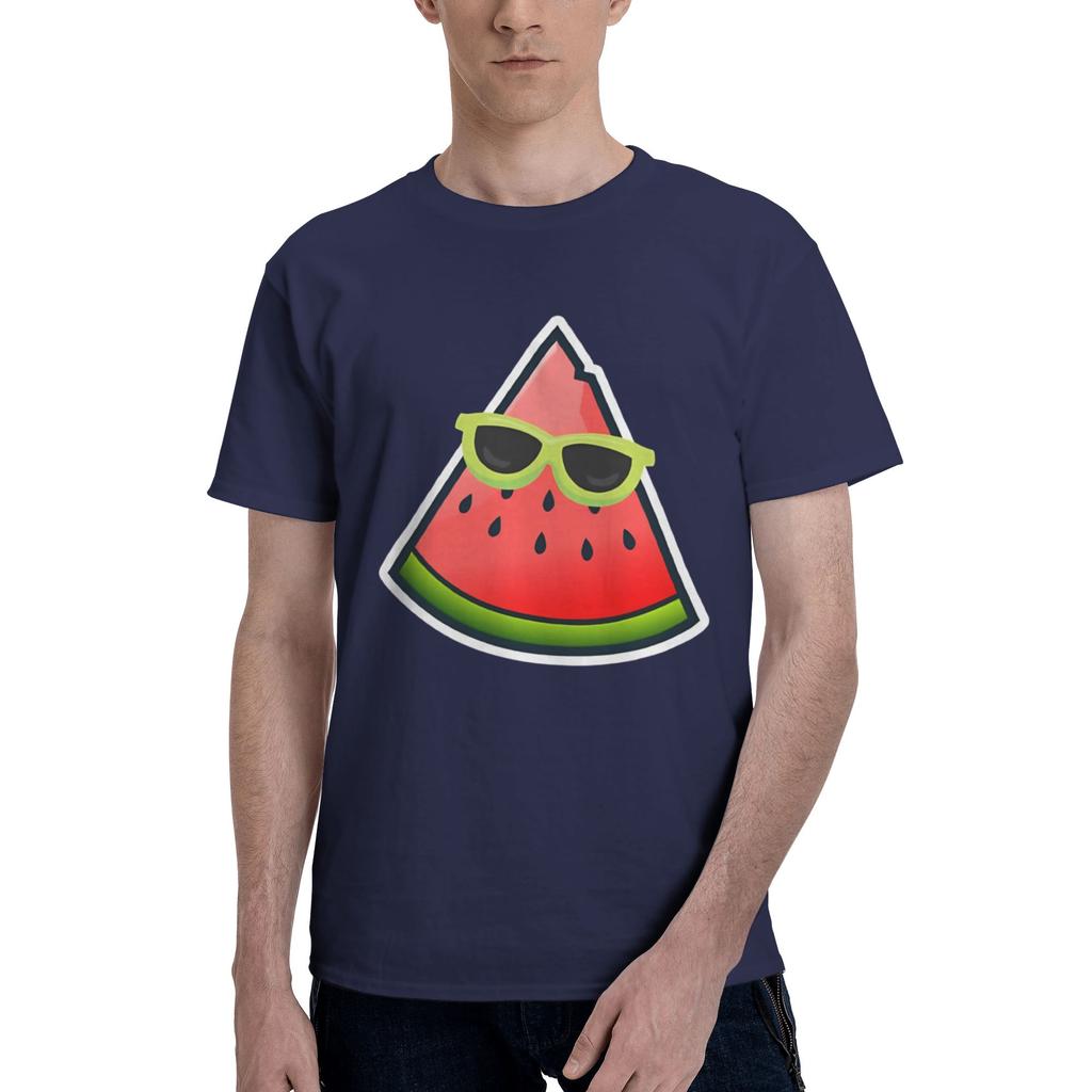 Watermelon Print Women Men Kids Cute Men Watermelon Print Amazing Tee Short Sleeve Round Collar Pure Cotton Classic Tops TShirt