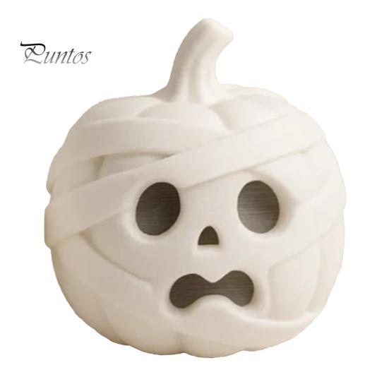 Festive Entrance Display Pieces 3D Printed Mummy Pumpkin Skull Figurine for Halloween Decorations, Versatile Showcase Statues with Funny Expressions