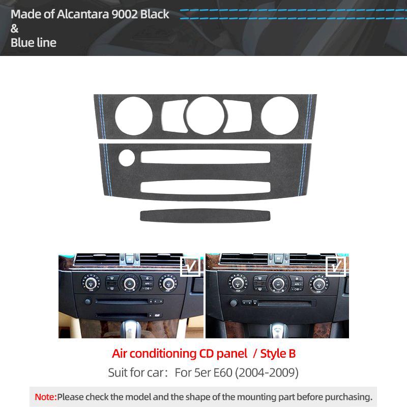 QTPC8 For BMW E60 Series 5 Made of Alcantara Car Interior Center Console CD Panel Trim Frame Performance Stickers Tuning Accessorie