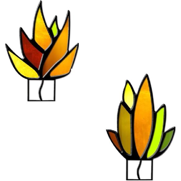 

2 Комбо, 3 Комбо, Суккулент Витражный Агава Стекло Декоративное (Нет горшков) для столешниц, для комнатных украшений, подарки для любителей растений (Цветной синий) Colored Yellow