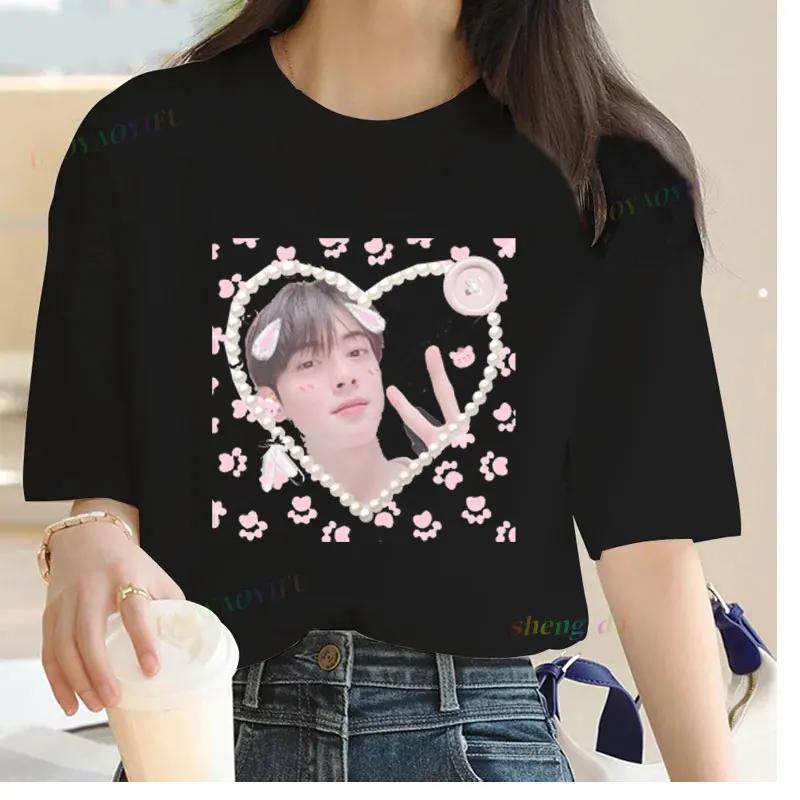 Korea Singer Top Kpop Tshirts Vintage Womens Tshirt Gift Idea Women Clothing Funny Graphic Tops Cha Eun Woo Y2k Clothes