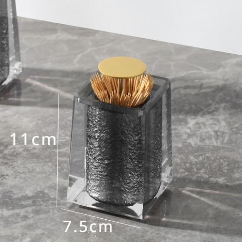 Porta Stuzzicadenti a Pressione in Resina Accessori per Soggiorno Testa Coperchio Acciaio Inossidabile Dispenser Stuzzicadenti Porta Cotton Fioc