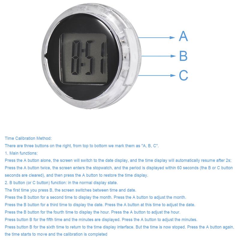 New Mini Precision Motorcycle Clock Watch Waterproof Adhesive Digital Clock With Stopwatch For Motorcycle Various Car Models