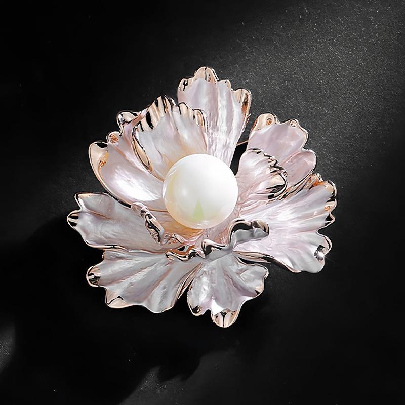 Fashion Retro Alloy Flower With Pearl Brooch Chest Flower Corsage Pearl Accessories Pin