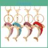 Elegante Chaveiro de Golfinho com Strass Liga de Zinco Pingente Oceano Presente Para Mulheres