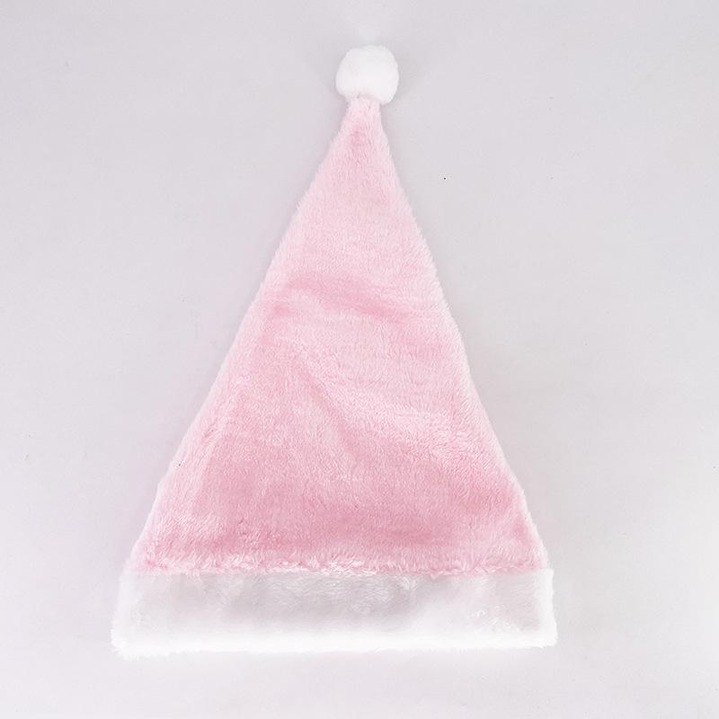 Available: Red/Blue/Pink/Green/Yellow Santa Hat - Short Plush, Brushed Finish for Adults, Holiday Party Christmas Decoration.