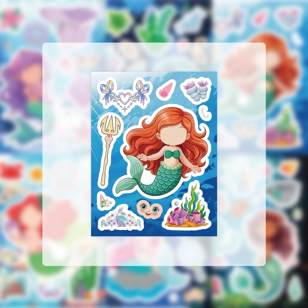 81632Sheets Mermaid Stickers Make A Face Stickers Diy Kids Rewards Craft Sticker Party Favors Classroom Art Craft Supplies
