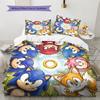 Hedgehog Sonic Pattern Bedding Quilt Set Quilt Cover Pillowcase Home Decoration Birthday Gift (1 * Duvet Cover + 2 * Pillowcase, Without Core)