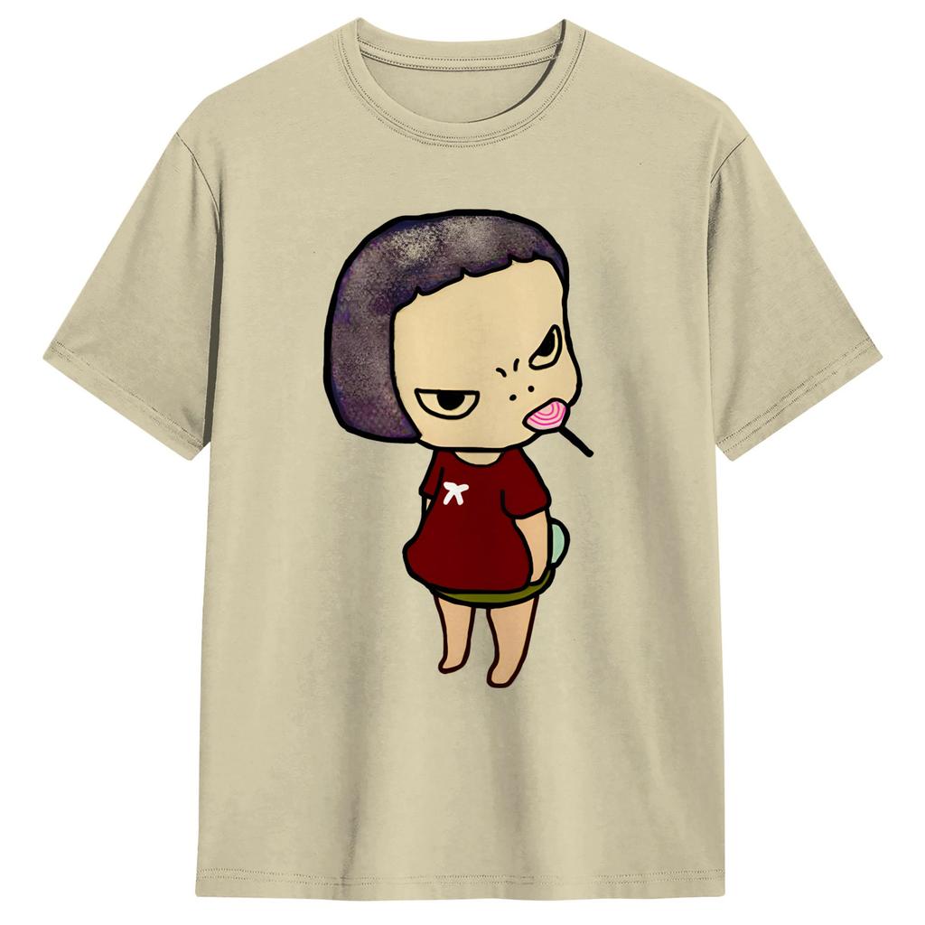 Aesthetic Yoshitomos Nara TShirt Unisexs Round Neck Short Sleeve Tops I Dont Want to Grow up Painting Cotton Summer Tops Shirts