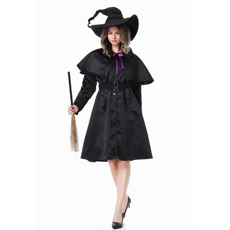New Halloween Adult Women's Clothes Witch Wizard Dress Set Stage Performance Costumes