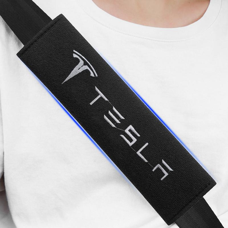 2Pcs Car Safety Belt Shoulder Cover Pad Plush Seat Belt Shoulder For Tesla Model 3 Model X S 2016-2020 Decals TM3 TMX TMS Decal