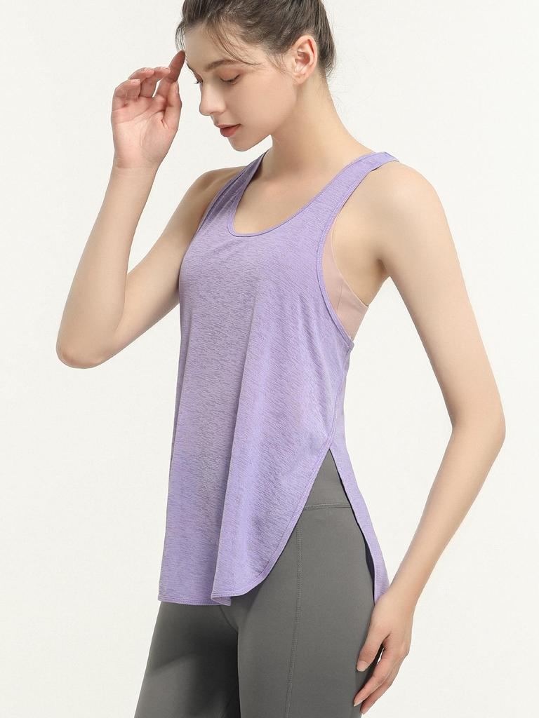 Women's Racerback Yoga Tank with Built-in Bra, Sleeveless Sports Top, Backless Design