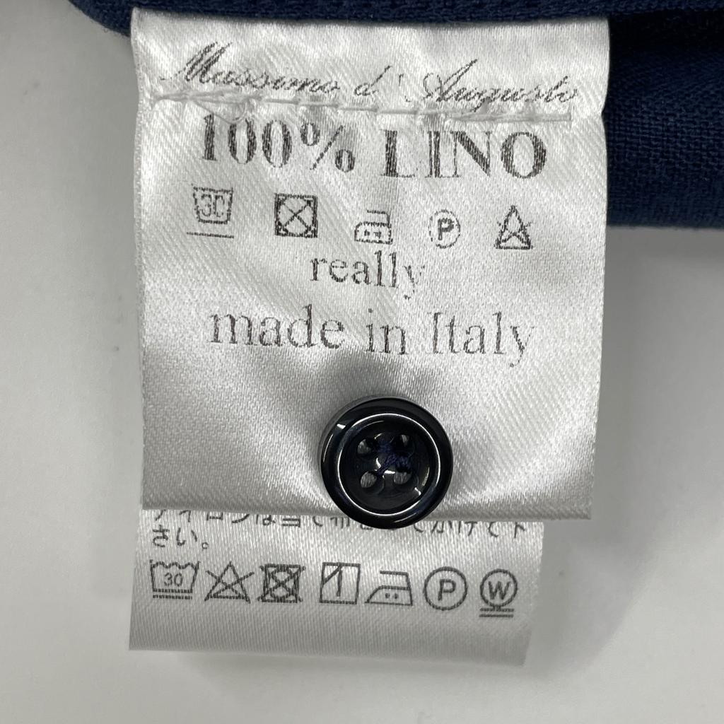 Massimo d'Augusto Navy MAX6 100% Linen One-Piece Button-Down Shirt tops M NavyUsed