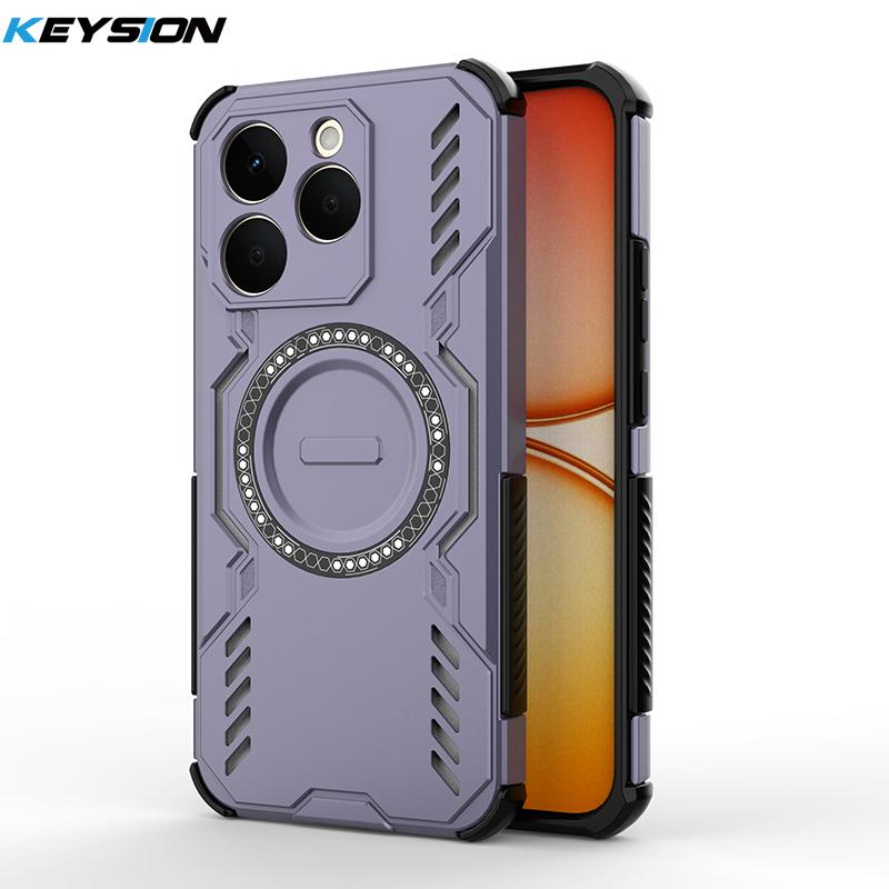 KEYSION Hollow Heat Dissipation Case for Realme 15T 5G Silicone+PC Magnetic Cooling Shockproof Phone Cover for Realme 15T