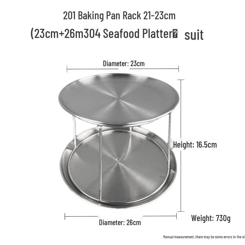 Stainless Steel Double Layer Seafood Platter: Sashimi, Oyster, Shrimp, Crab Tower Buffet Display Stand & Dim Sum Rack
