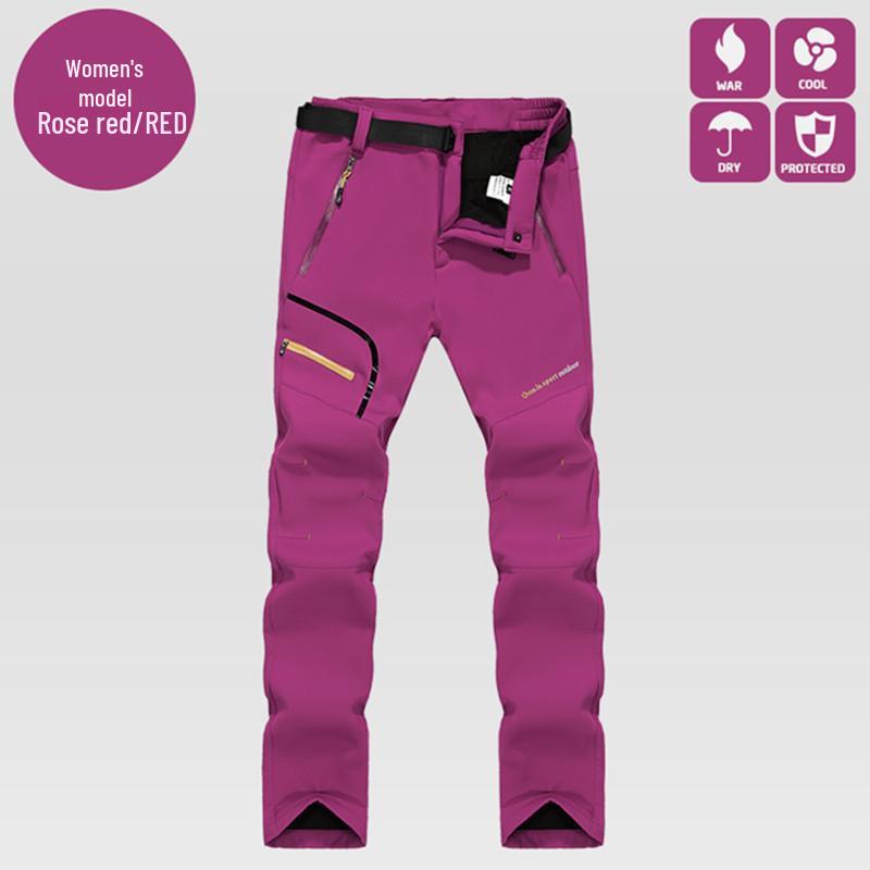 Men's and Women's Winter Fleece-Lined Windproof Pants: Warm, Thickened Softshell for Outdoor Wear, Available In Plus Sizes