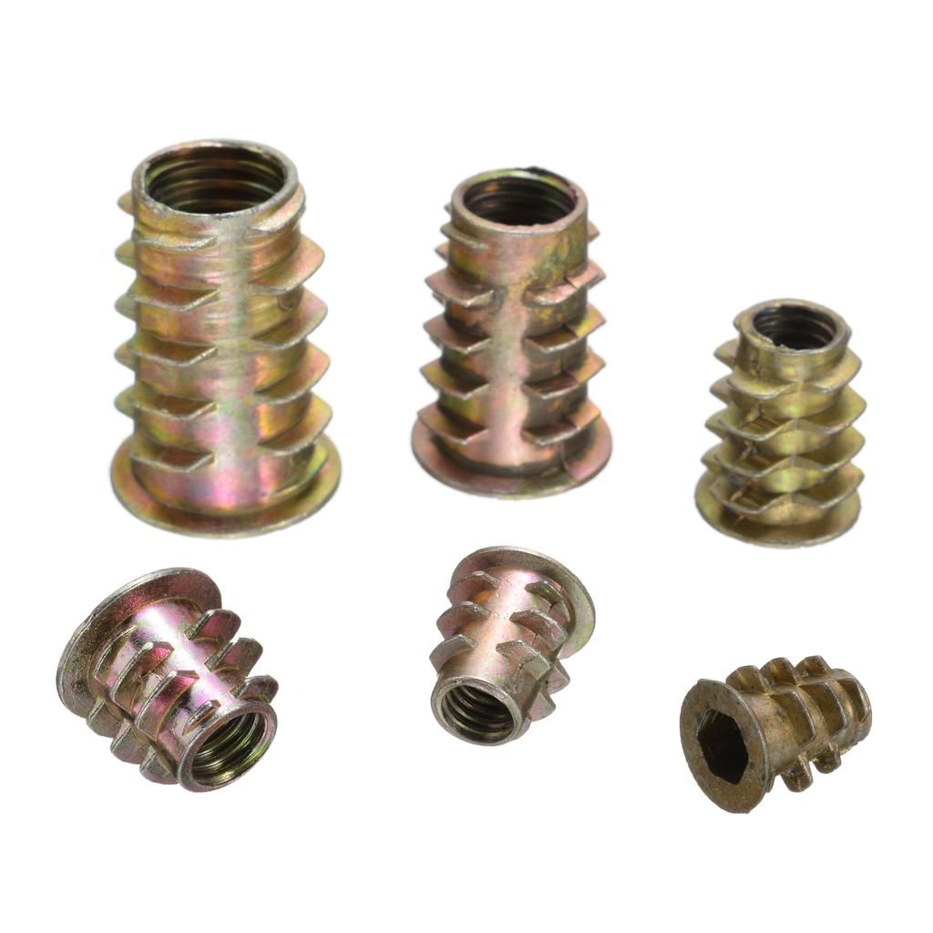 100x M4//5//6//8//10 Threaded Hex Drive Fixing Wood Screw Inserts Nuts Toolk Sale