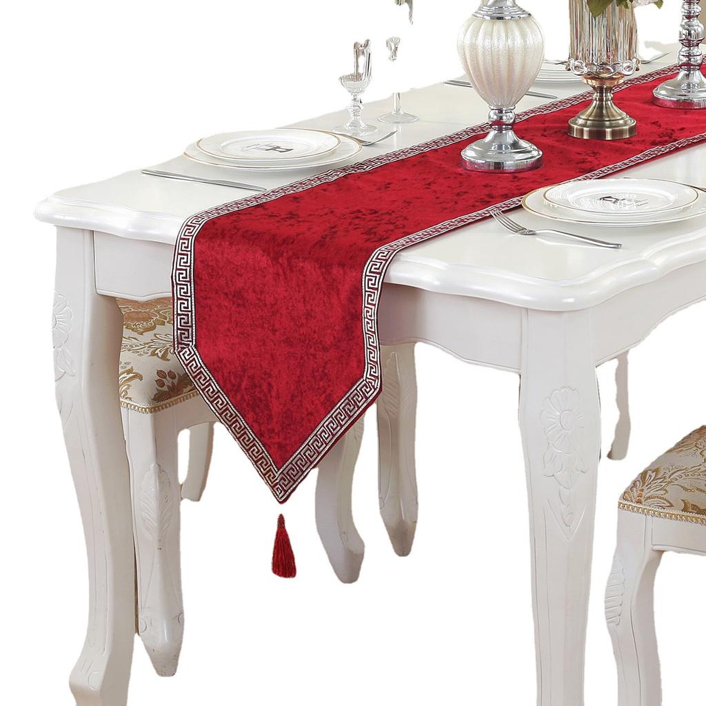 Chinese Table Runner Modern European Jacquard Table Runner Simple Fashionable Solid Color Light Luxury for Party Home Decoration