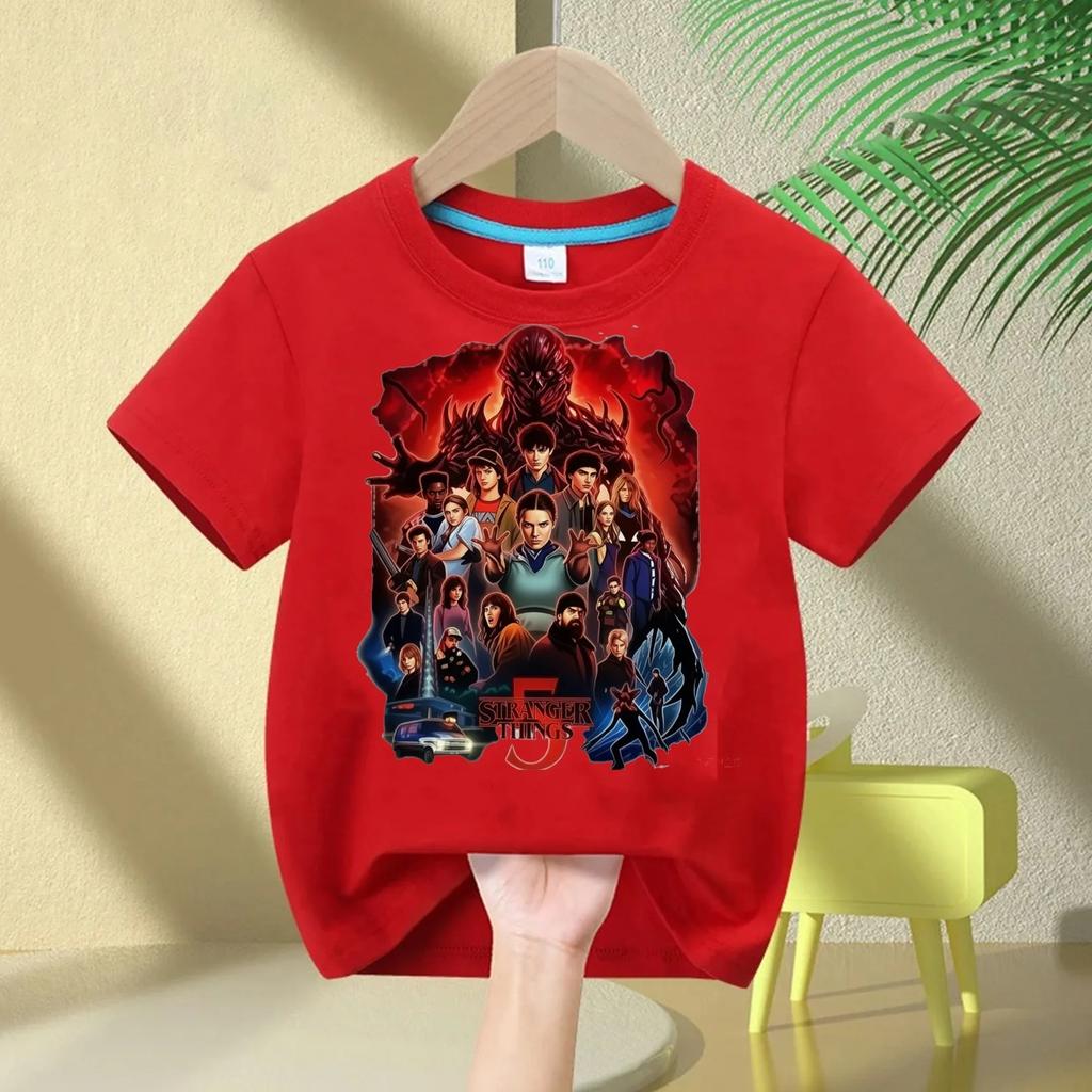 Maglietta Stranger Demogorgon Stampata per Bambini Ragazzi Ragazze Manica Corta Classica 1983 Design Sottosopra T-Shirt Regalo per Bambini