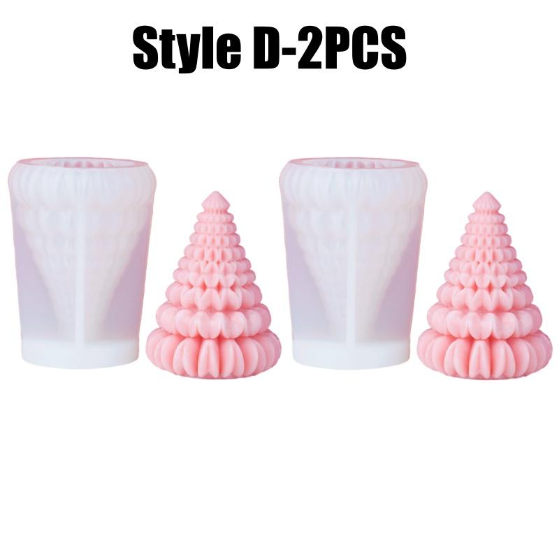 1-4PCS Christmas Tree Aroma Candle Silicone Mold DIY Plaster Wax Craft Holiday Decorations Handmade Supplies Making Kits