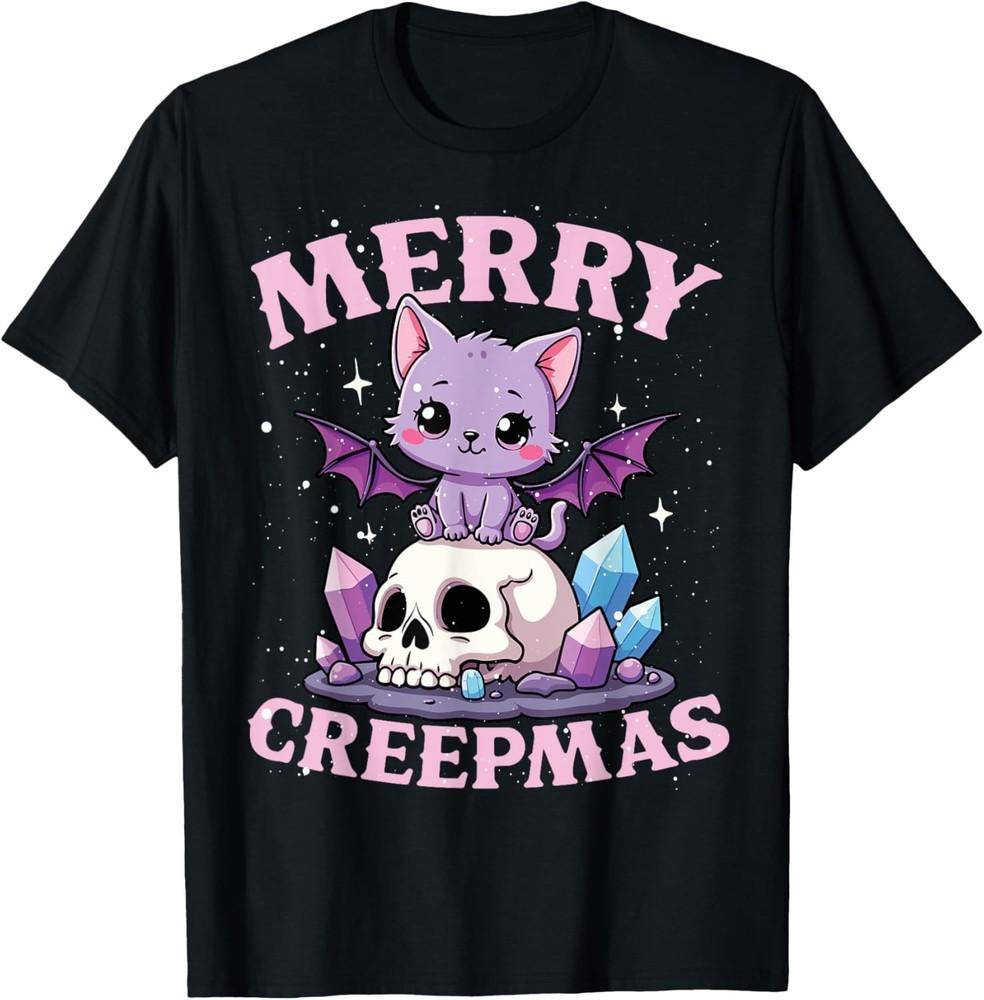 

Merry Creepmas Cat Pastel Goth Christmas Skull T-Shirt Unisex T-Shirt XXL