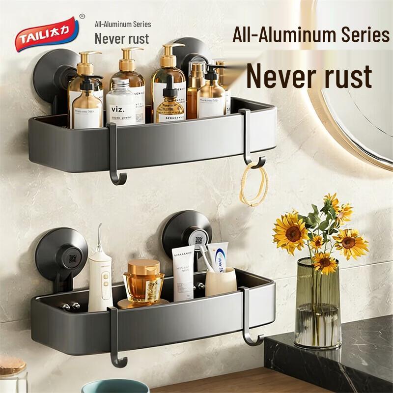 Taili No-Drill Suction Cup Wall Shelf for Bathroom & Kitchen