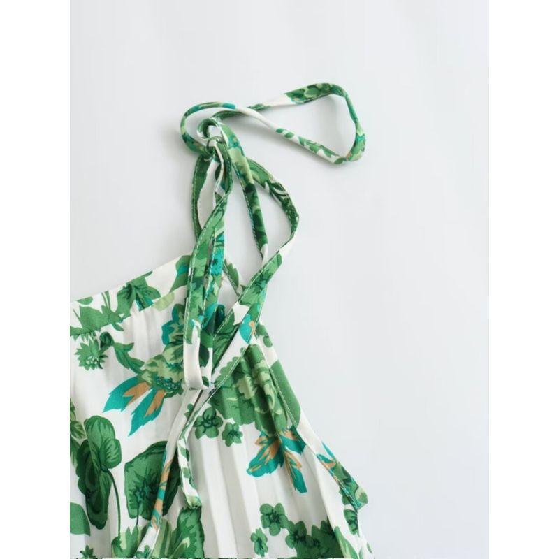 Kaslead New Arrival Women's Fashion Style Fashion Casual Lace Up Holiday Floral Print Beach Dress