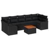 VidaXL 8-piece Garden Sofa Set with Cushions Black Poly Rattan Acacia 3356091