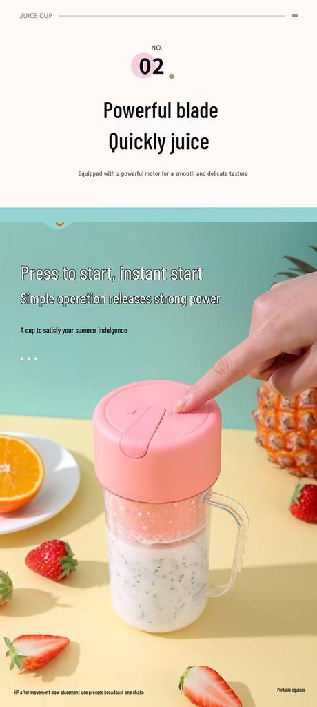 USB Rechargeable Portable Juicer Cup with Six-Leaf Blade for Travel & Outdoor Use