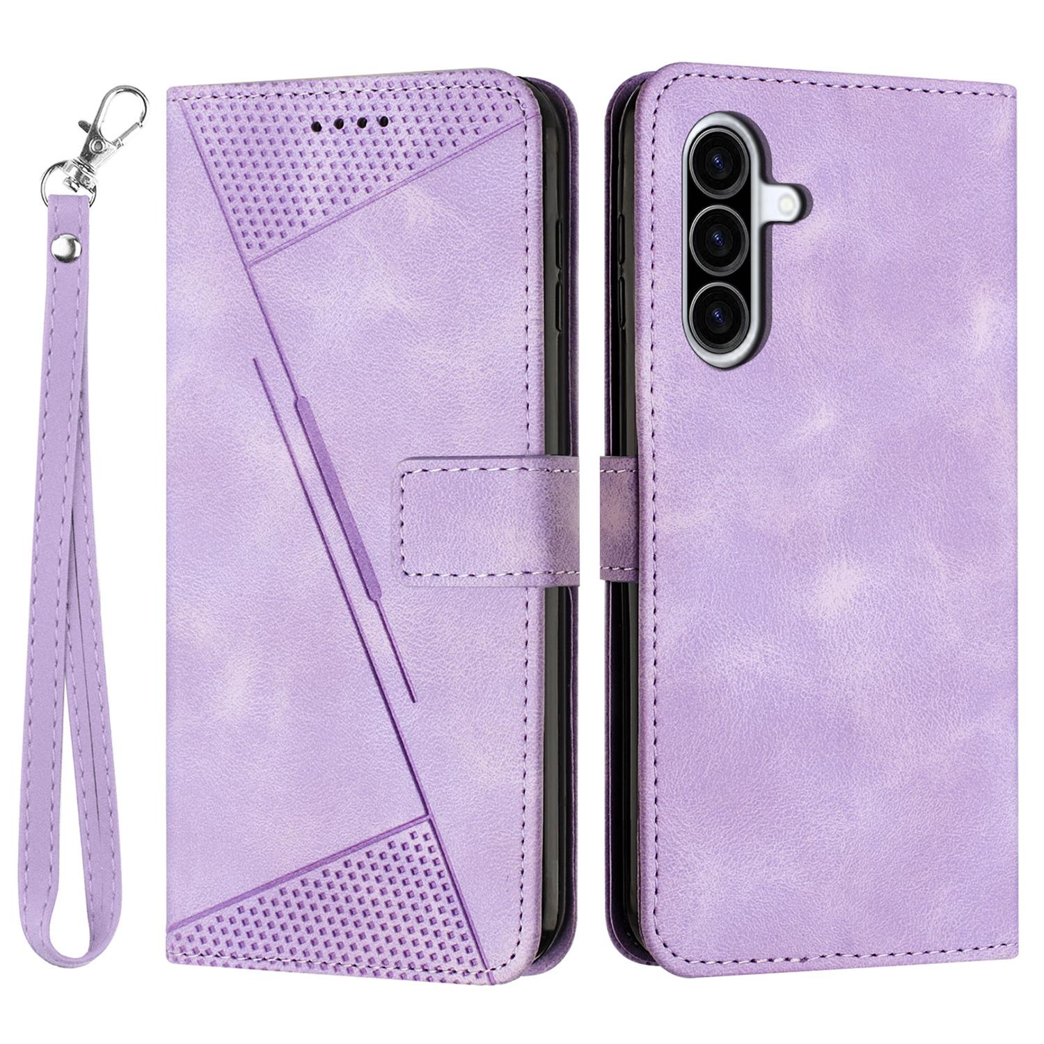 

For Samsung Galaxy A56 5G Case Handbag Imprinted Triangle Leather Phone Cover Purple