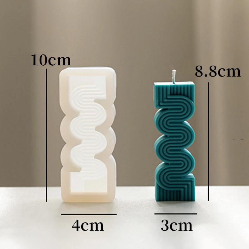 3D Geometric Wave Stripe Shape Candle Silicone Mold Easy To Release Aromatherapy Gypsum Soap Resin Mould Kit DIY Crafts Making