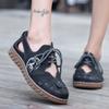 Sandálias Rasteirinhas de Moda Verão Sapatos Casuais Vazados Couro Solado Macio Sandálias Fechadas nos Dedos Femininas