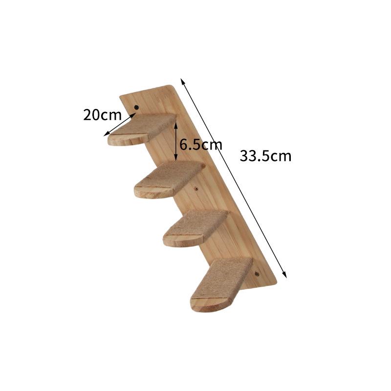 Scala da Arrampicata per Gatti in Legno Massiccio da Parete - Salvaspazio, Adesiva, Senza Chiodi, Gradini e Piattaforma di Salto per Gatti.