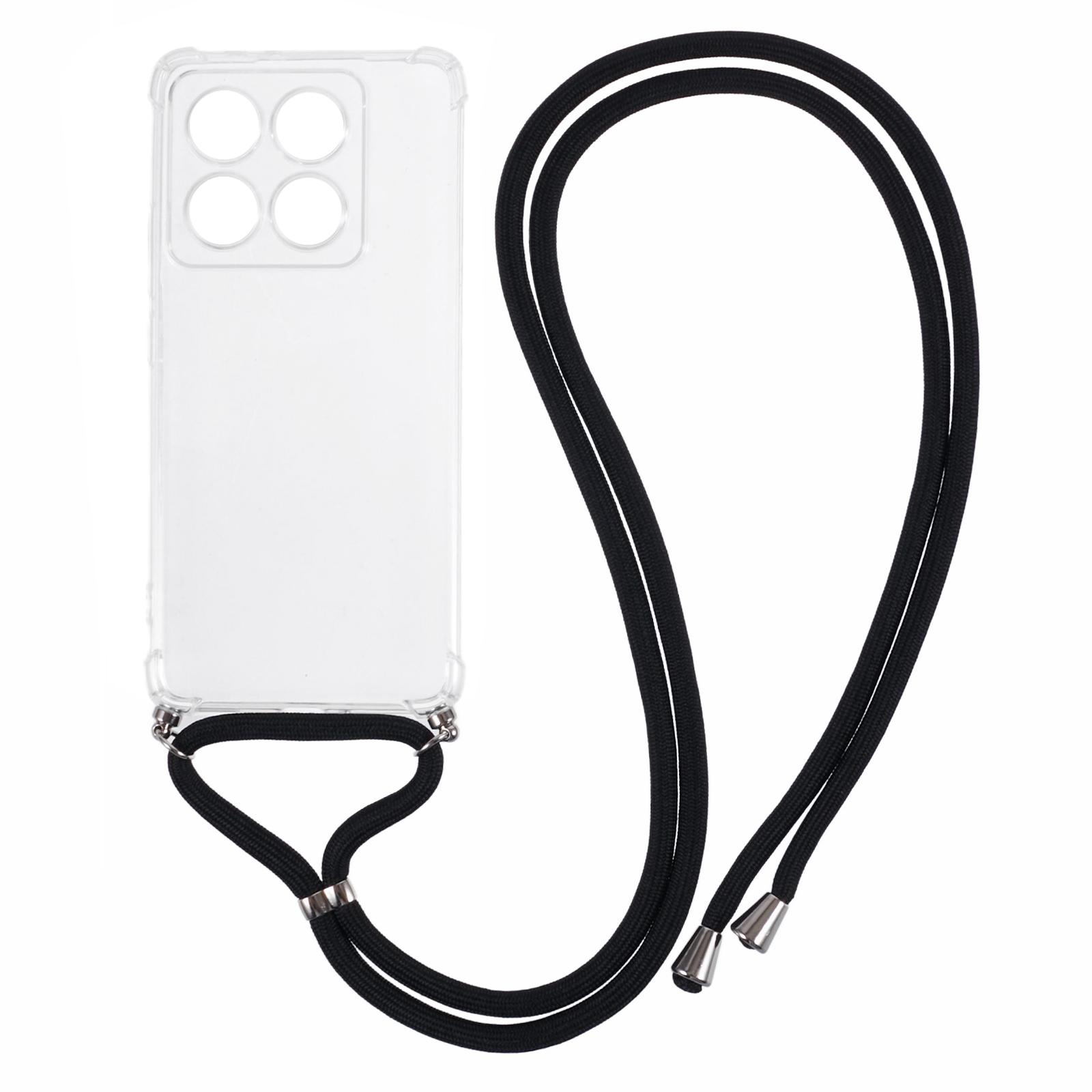 

For Xiaomi 14T Pro Case Reinforced Corner TPU Clear Phone Cover with Lanyard A