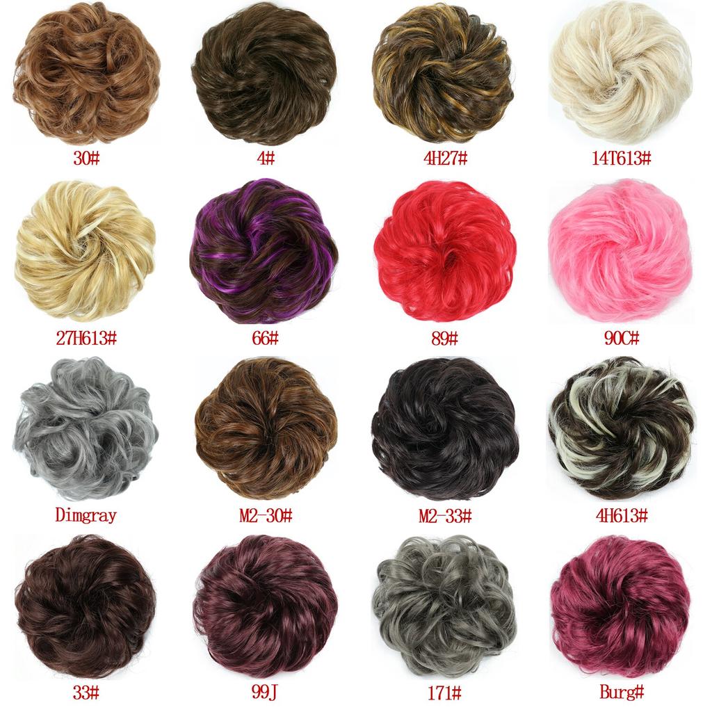 MISS WIG Straight Donut Chignon Hairpieces Synthetic Ombre Elastic Chignon Fluffy Messy Scrunchies Hair Bun for Women