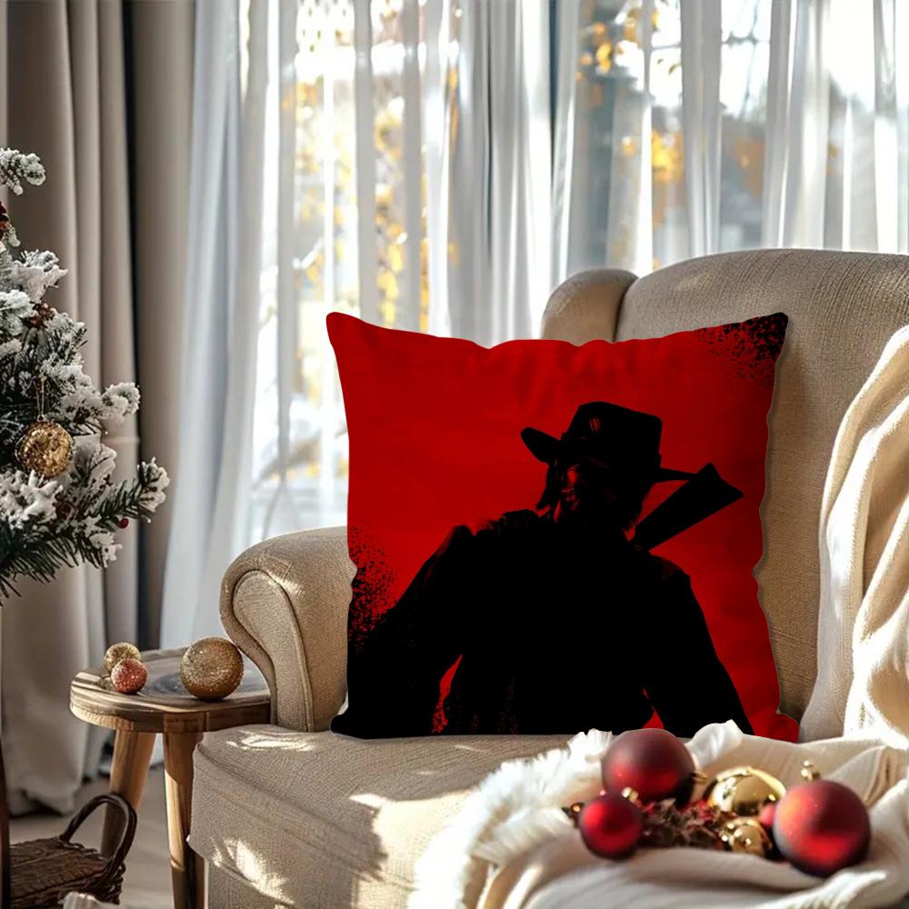 Games Red D-Dead R-Redemption 2 Pillow Case Square Pillow Bedroom Sofa Leisure Comfort Cushion Living Room Home Decoration 40X40