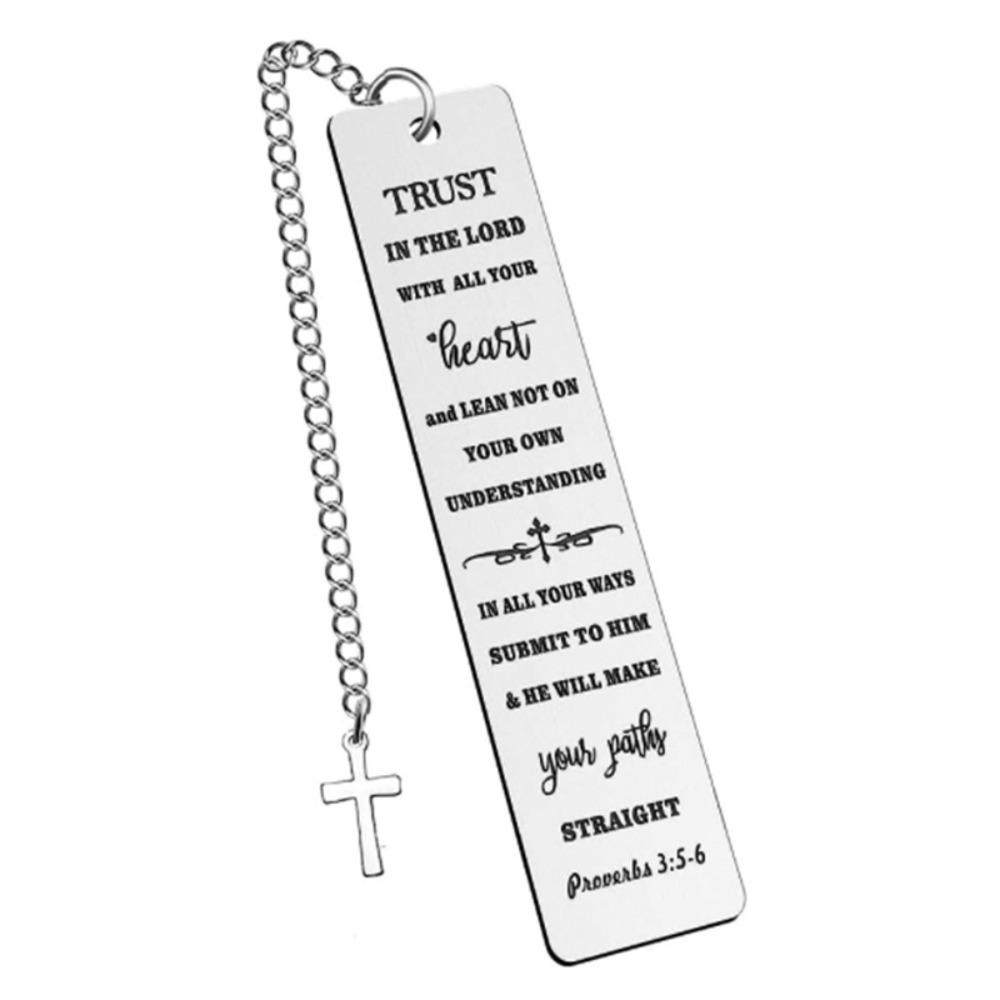 Retro Metal Stainless Steel Bookmark with Cross Learning Supplies Book Mark Stationery Inspirational Bookmark Reading