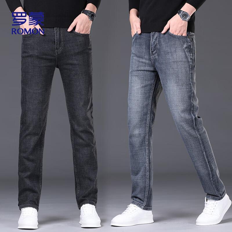 

ROMON Men s Loose Straight Fit Stretch Business Casual Jeans NZ206 32
