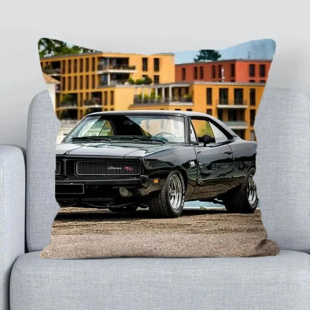 Retro Car Antique Car Pattern Print Pillow Cover Bedroom Living Room Office Sofa Study Children's Room Car Seat Pillow Cover