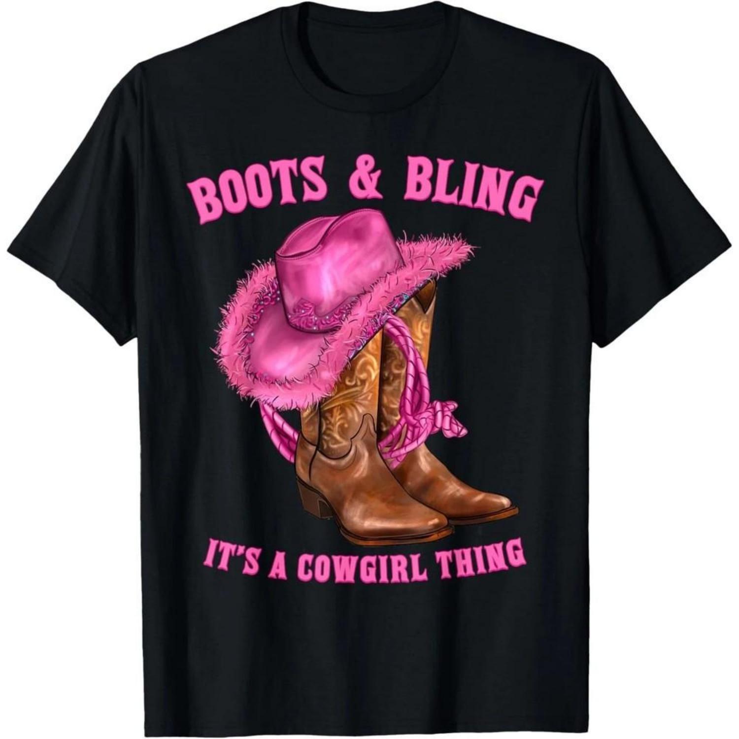 Boots and Bling It#039;s A Cowgirl Thing Western Rodeo Cowgirls TShirt Unisex T-Shirt S