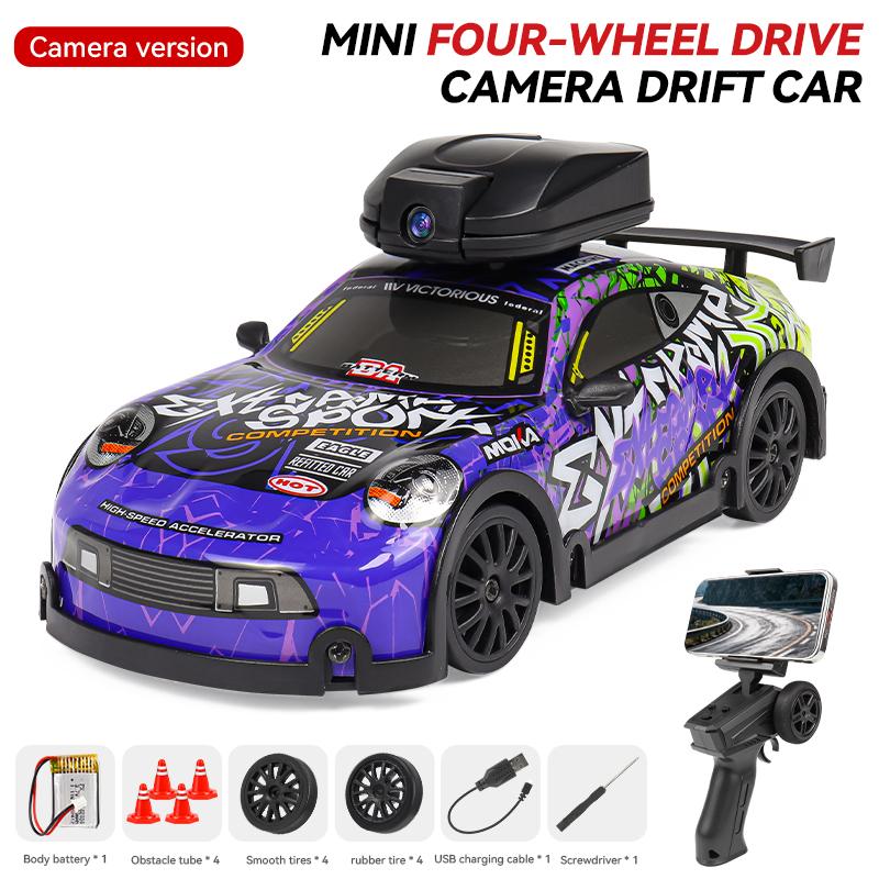 1: 32 Mini 2.4G RC Car Light 4WD Drift Remote Control Car Proportional Throttle Remote Control Camera Racing Model Gift