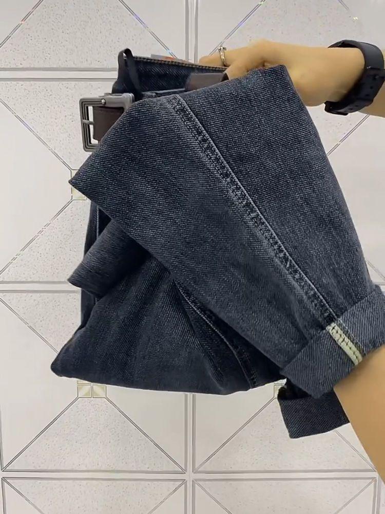 Plus Size Women's High Waist Loose Fit 2025 Autumn Straight Leg Harem Jeans