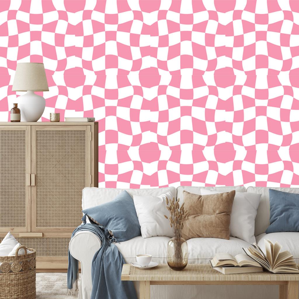 Wallpaper Free checkerboard powder pink, center powder pink 50x1000