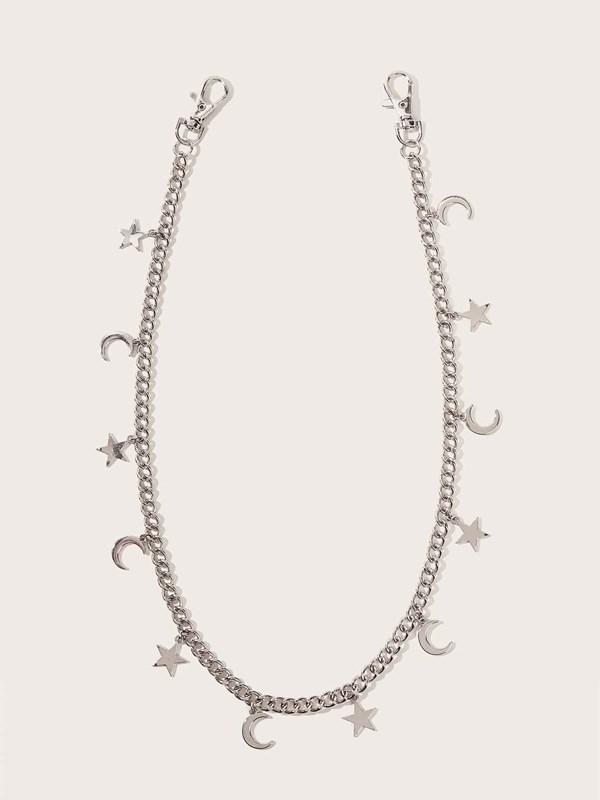 Europäische und amerikanische junge schwarze Fünf Neue fünfzackige Stern Mond Mode Vielseitige Hose Taillenkette