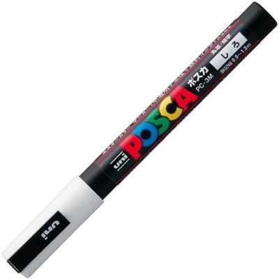 Mitsubishi Pencil Uni Posca Sign Fine Round Pack of 10 Water-Based Pens, Point, Tip, White, PC3M.1,