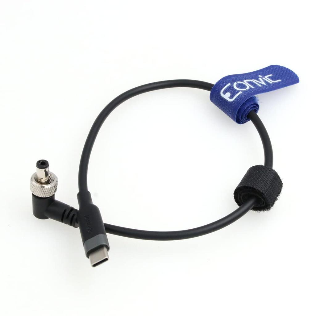 Eonvic Blokujący x Kabel zasilający DC na PD 12V do monitora Atomos Ninja V Złącze kątowe DC 5.5 2.1mm USB-C (50CM, Kabel)