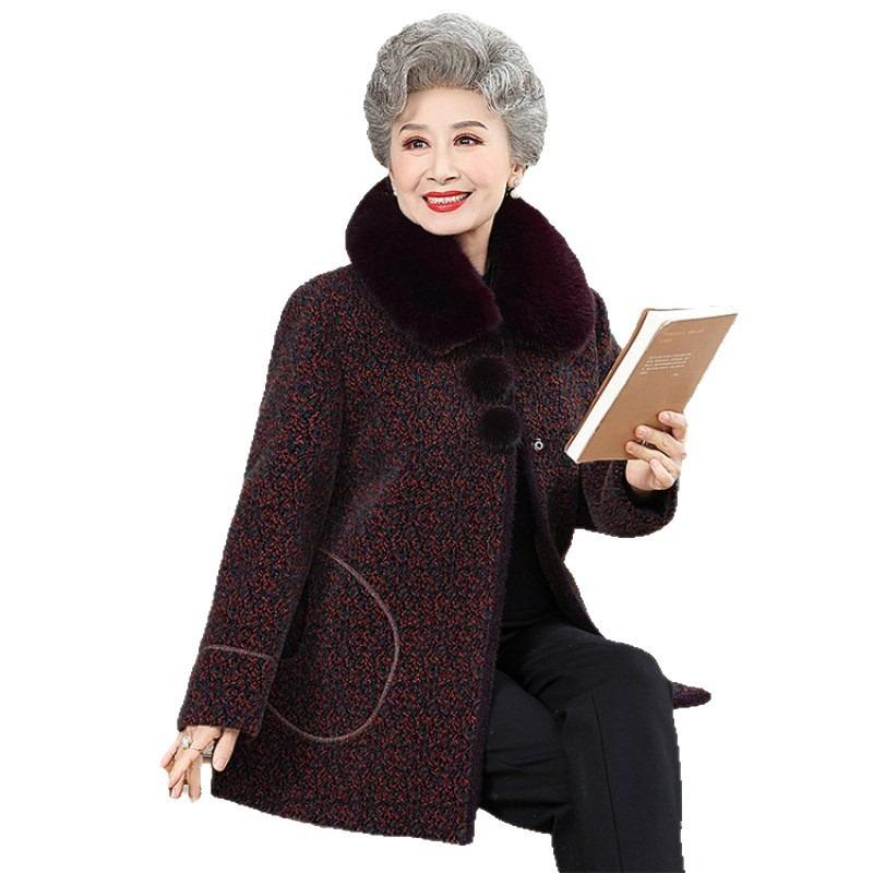 Middle aged winter clothing mother thickened coat temperament grandma mink velvet coat old man lady clothes