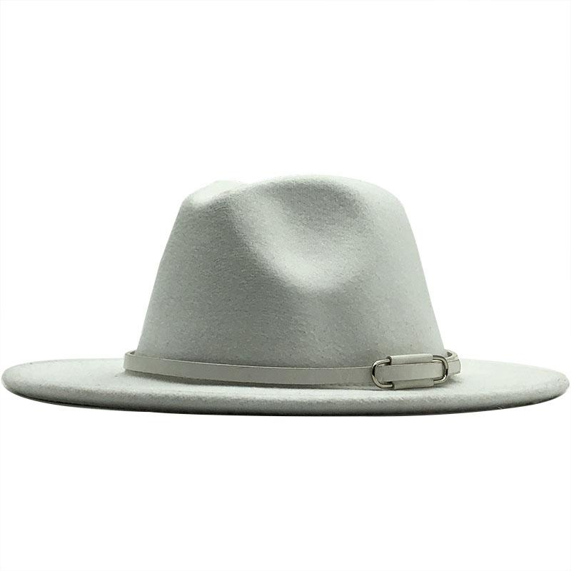 2020 New Sell Women Men Wool Felt Trilby Hats Belt Decor Retro Bowler Hat Panama Style Jazz Fedora Hats L/XL