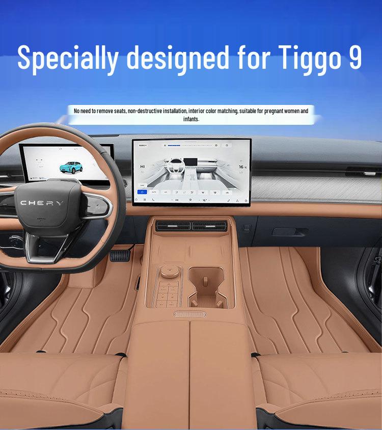 Eco-friendly Leather Floor Mats for Chery Tiggo 9 - Full Coverage Car Interior Protection & Modification